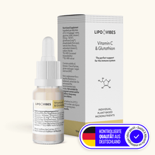Load image into Gallery viewer, LipoVibes Vitamin C + Glutathione Drops – effective immune support