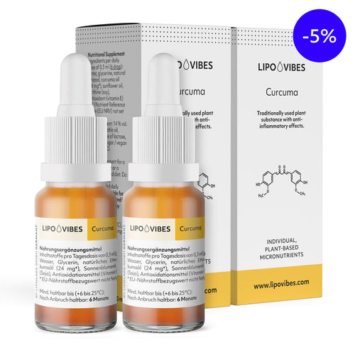 2 Flaschen liposomales LipoVibes Curcuma in 10 ml Glasflasche