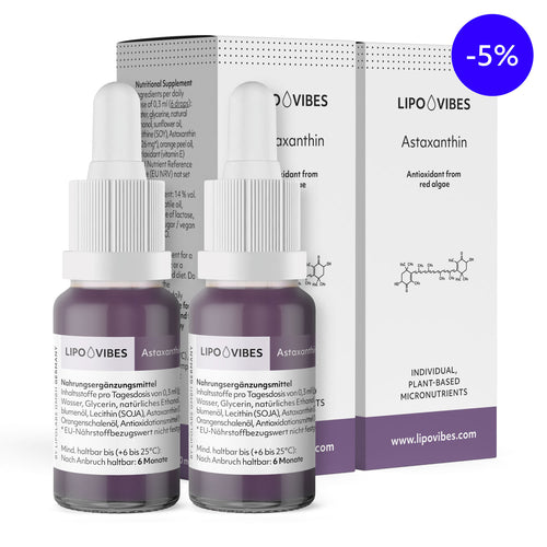 2 Flaschen liposomales LipoVibes Astaxanthin liposomale Tropfen in 10 ml Glasflasche