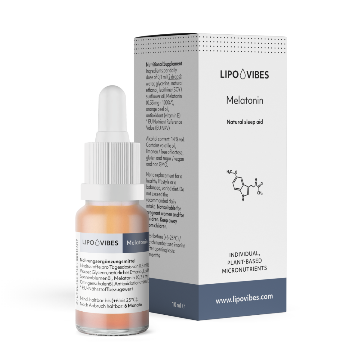 LipoVibes Melatonin Tropfen - natürliche Einschlafhilfe