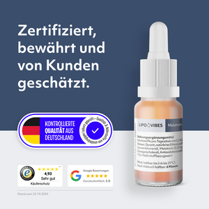 LipoVibes Melatonin Tropfen - natürliche Einschlafhilfe
