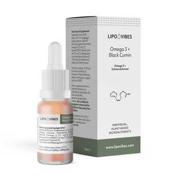 LipoVibes Omega 3 (aus Algenöl) mit Schwarzkümmelöl Tropfen