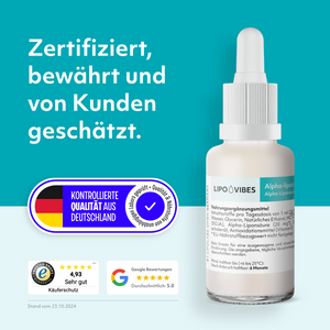 LipoVibes Alpha-Liponsäure Tropfen - Fördert den Energiestoffwechsel - 30 ml