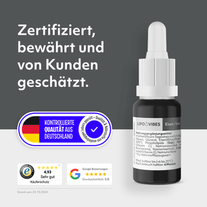 LipoVibes Eisen Tropfen – Liposomales Eisen mit hoher Bioverfügbarkeit