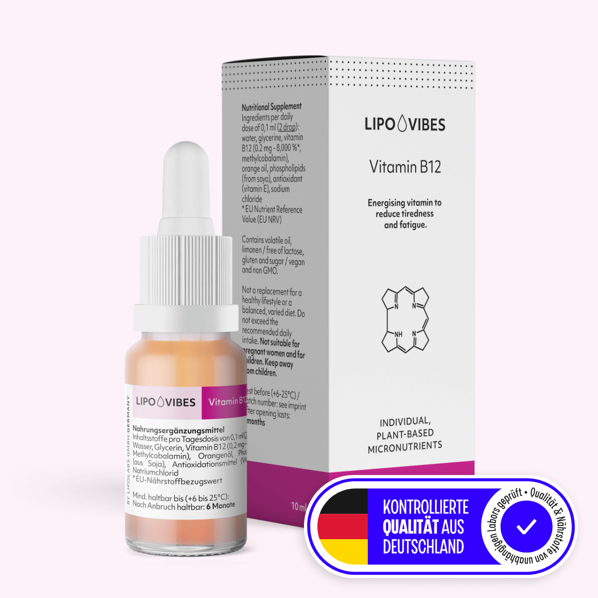 LipoVibes Vitamin B12 Drops with Methylcobalamin - Energising Vitamin