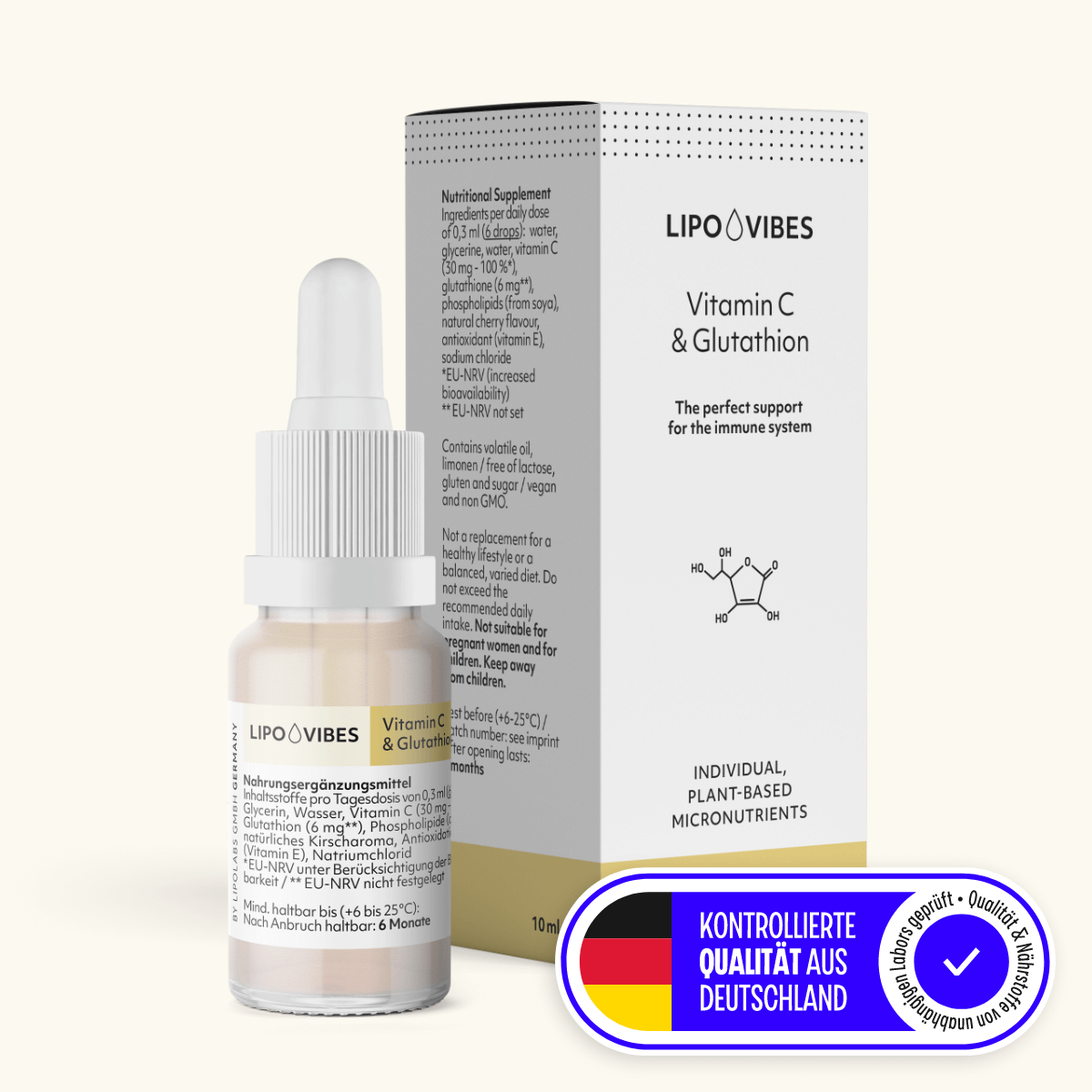 LipoVibes Vitamin C + Glutathione Drops – effective immune support