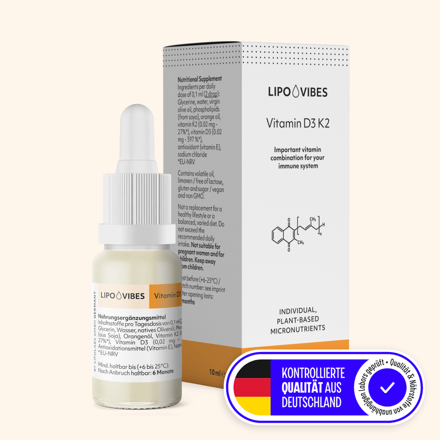 „Sonnenvitamin“ mit wichtiger Funktion: LipoVibes Vitamin D3 K2 Tropfen