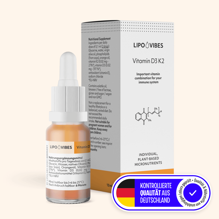 „Sonnenvitamin“ mit wichtiger Funktion: LipoVibes Vitamin D3 K2 Tropfen