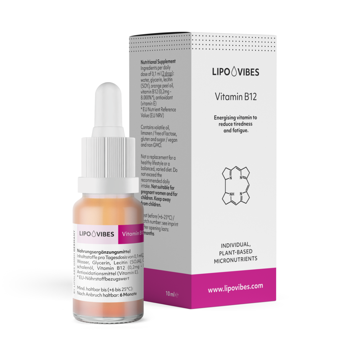 LipoVibes Vitamin B12 liposomale Tropfen in 10 ml Glasflasche