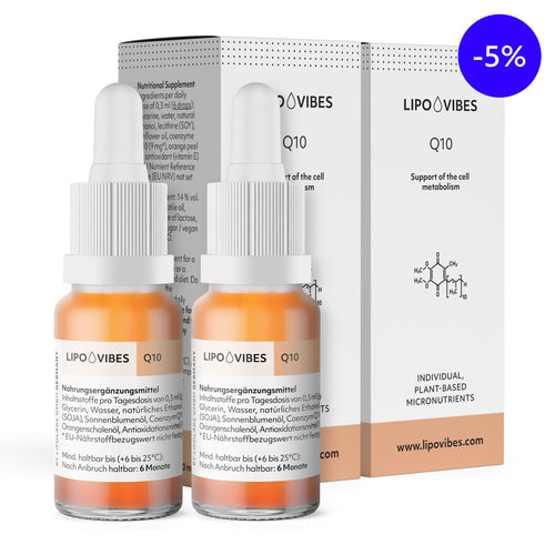 2 Flaschen liposomales LipoVibes Q10 in 10 ml Glasflasche