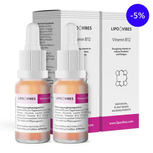 2 Flaschen liposomales LipoVibes Vitamin B12 in 10 ml Glasflasche