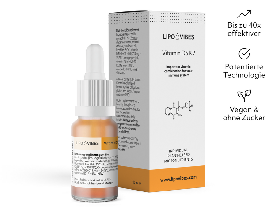 LipoVibes Vitamin D3 K2 - "sun vitamin" with important function